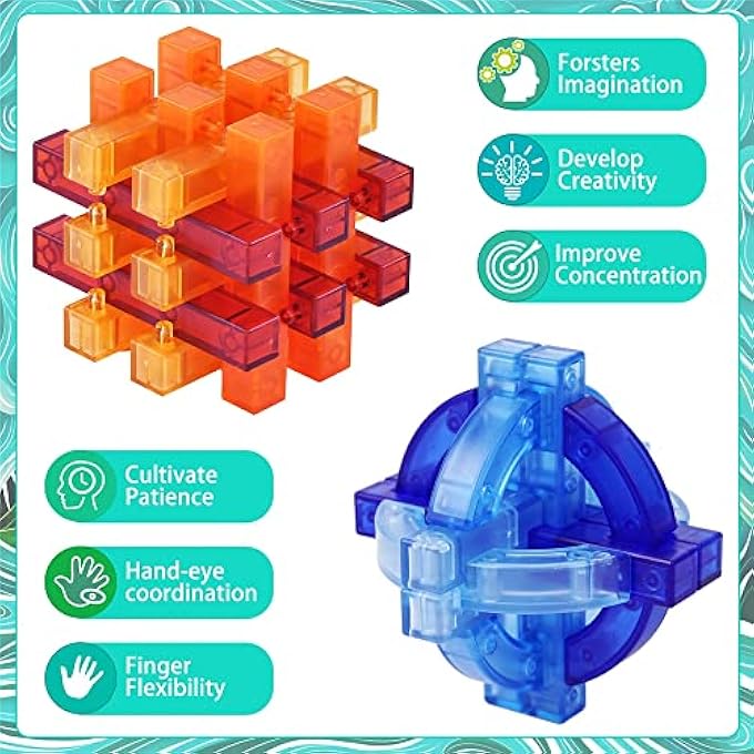 BRAIN TEASER PUZZLES FOR KIDS AND ADULTS, EDUCATIONAL TOYS, 4PCS 3D PUZZLE SET UNLOCK INTERLOCK IQ MIND TEST, THINKING, PATIENCE GAMES - Image 2